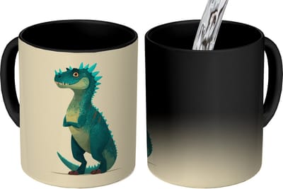 Magische Mok - Foto op Warmte Mokken - Koffiemok - Dinosaurus - Turquoise - Stekels - Magic Mok - Beker - 350 ML - Theemok