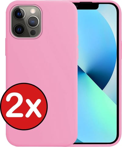 Hoesje - 2 Stuks - Geschikt voor Apple iPhone 13 Pro - Sterk & Shockproof - Telefoonhoes - Back Cover - Case Siliconen - Telefoon Hoes - Lichtroze