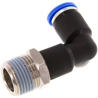 8mm x R3/8'' 90 graden L-verbinding Messing/PA 66 Insteekfitting Buitendraad Lange Behuizing Draaibaar NBR [2 Stuks]