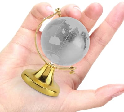 Dailygoods- Globe 3D Kristallen Bol - Mini Globe - Decoratie Slaapkamer - Ornament - Goud - Hoogwaardig Kristalmateriaal