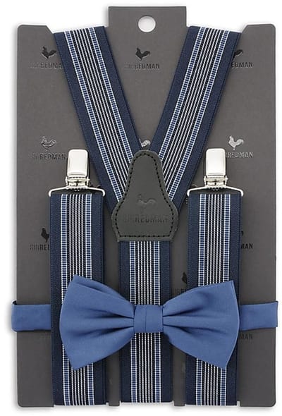Sir Redman - Bretels met strik - bretels combi pack James Wyatt blauw - blauw / wit