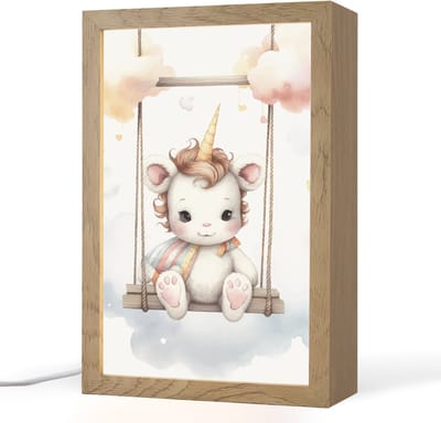 Nachtlampje 20x30 cm - Kinder lampje - Eenhoorn - Dier - Kinderen - Unicorn - Tafellamp kinderkamer - Slaapkamer lamp - Bedlamp kinderen - Kinderlampje stopcontact - Wandlamp babykamer - Nachtlampjes