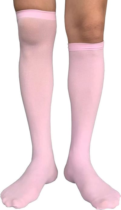 Nylon Opaque Thigh High Kerst Kousen voor Cosplay, Schoolmeisje Over Knee Zijde Sokken in Roze, Perfect voor Feestjes en Verkleedpartijen