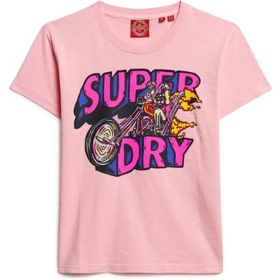 Superdry - T-shirt met neon motorprint en aansluitende pasvorm - Dames - T-shirts