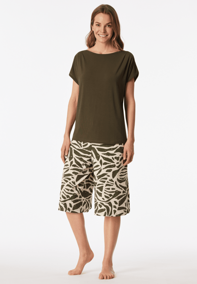 Pyjama met 3/4-mouwen, olijf - Selected Premium 36