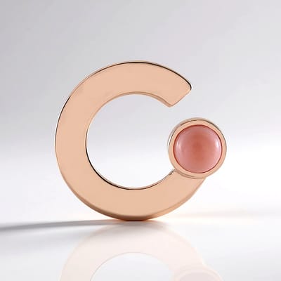 Cavill - 1,106 ct Roze Opaal Cabochon Hanger - 925 Sterling Zilver Rosé Verguld - Modern Minimalistisch C Design - Luxe Edelsteen
