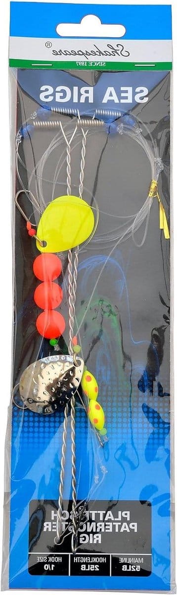 Platvis Paternoster Rig - Vislijn Set - Vissen Op Zee - Met Loklepel - Haak Gr. 1/0 - Helder