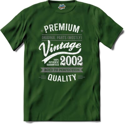 Vintage Legend Sinds 2002 - verjaardag en feest cadeau - Kado tip - T-Shirt - Unisex - Bottle Groen - Maat L