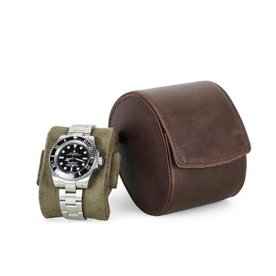 Dailygoods- Reisdoos Lederen - Horlogekast - Draagbare Bescherming - Verwijderbare Kussens - Robuuste Sluiting - Hoogwaardig Echt Leer