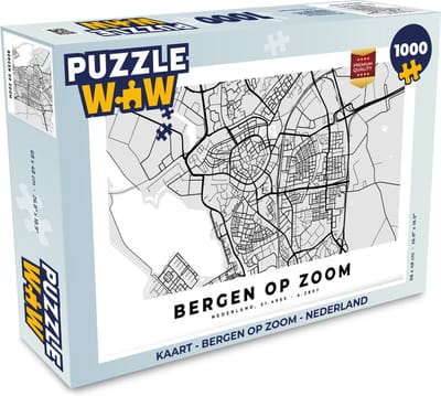 Puzzel Kaart - Bergen op Zoom - Nederland - Legpuzzel - Puzzel 1000 stukjes volwassenen