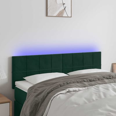 vidaXL - Hoofdbord - LED - 144x5x78/88 - cm - fluweel - donkergroen