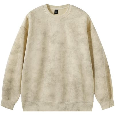 Vuile tie-dye trui heren lente en herfst Amerikaanse retro zware trend ronde hals 3XL beige