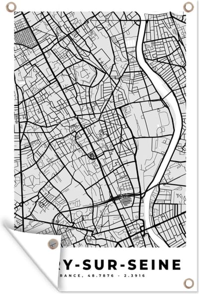 Muurdecoratie Kaart - Stadskaart - Frankrijk - Vitry-sur-Seine - Plattegrond - 120x180 cm - Tuinposter - Tuindoek