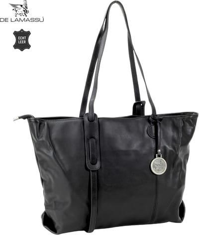 DE LAMASSU® Leren Shopper Dames – Echt Leer – Grote Schoudertas Dames – Shopper Tas met Ritssluiting – Handtas Dames – 17,6 Liter – 45 x 28 x 14 cm
