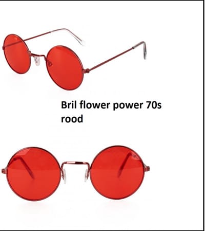 Bril Uilebril 70s/80s rood - Flower power John lennon bril beatles rond 70s and 80s disco peace flower power happy together toppers