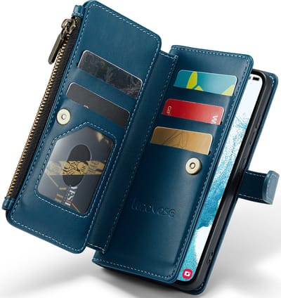 Hoesje geschikt voor Samsung Galaxy S22 Plus - ZipCase Book Cover Case Kunstleer Smaragd Blauw