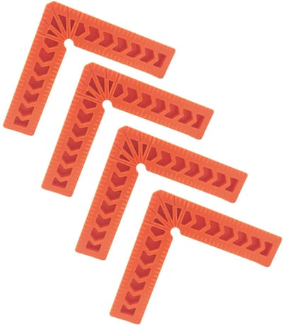 Jhubersproducts - Positioneringsvierkanten - Klemvierkanten 90 graden - Hoogwaardige kunststof - Oranje - Haakse klemmen - Perfect voor fotolijstdozen