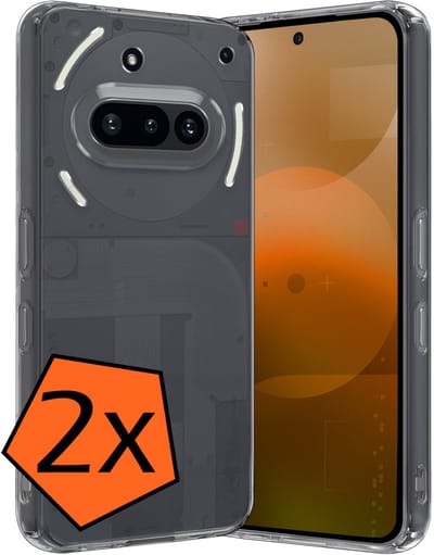 Hoes - 2 Stuks - Geschikt voor Nothing Phone (3a) - Sterk & Shockproof - Case Siliconen - Back Cover - Telefoon Hoes - Transparant