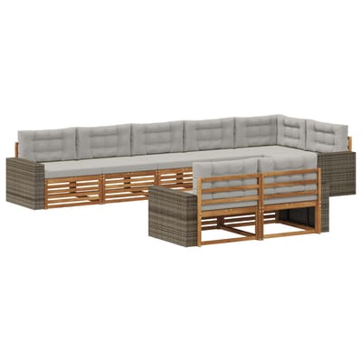 vidaXL - Buiten - bank - set - 8 - st - Naturel - en - lichtgrijs