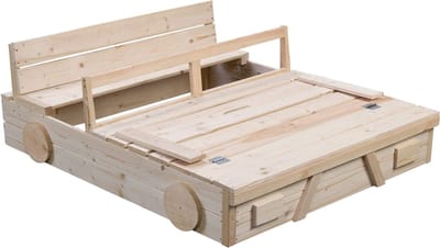 Houten Zandbak auto blank | SwingKing | Met 2 Bankjes en Deksel | FSC Hout