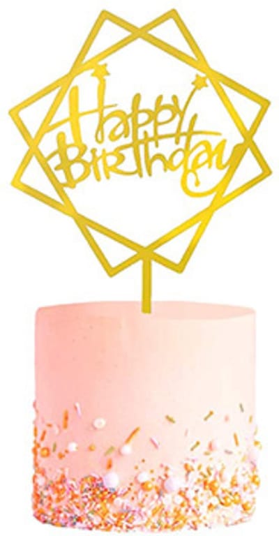 Happy Birthday TaartTopper Goud TaartDecoratie Cake Topper Taart Topper Decoratie Verjaardag Versiering Goud – 1 Stuk