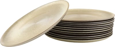 OTIX Dinerborden - Bordenset - 12 Persoons - Decoratie - Goud - Glitter - Decoratieve Borden - Tafeldecoratie - Onderborden - Kerst - 27cm - Glas - AUREA