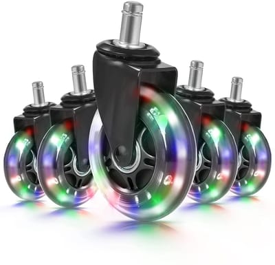 Stoelwielen Set - Vervangende Zwenkwielen - Vloer Beschermen - RGB Kleurveranderend - 11 x 22 mm - Transparant