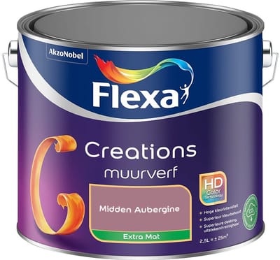 Flexa - Creations Muurverf Extra Mat - Midden Aubergine - Mengverf - 2,5 L