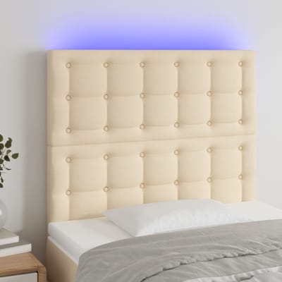 vidaXL - Hoofdbord - LED - 100x5x118/128 - cm - stof - crèmekleurig