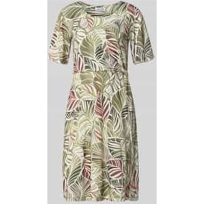 Knie-lange jurk in all-over look met ronde hals