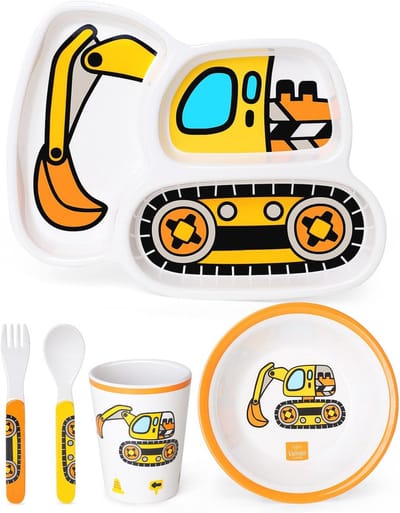 Kinderservies Set met Borden, Bekers en Bestek - BPA-vrij Melamine Servies voor Kinderen - Voor Vaatwasser en Duurzaam Gebruik