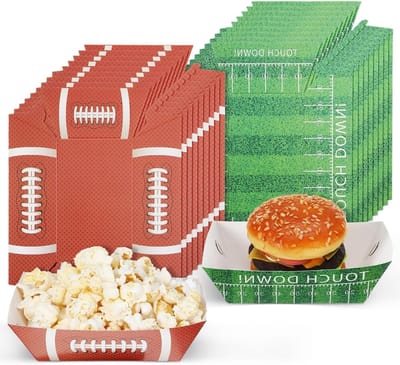 20 Stuks Kraft Papieren Hotdogdozen met Open Top - Voedselcontainers voor BBQ, Kipvleugels en Snacktrays - 11x6,7x4,3 cm met Groene en Rode Inlegstukken