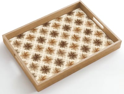 Dienblad hout 50x35 cm - Schootdienblad - Geografisch - Patroon - Bruin - Borrelplank rechthoek - Plateau dienbladen