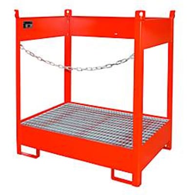 Stapelpallet voor vaten Bauer FSP-2, open aan zijkant, voor 2 x 200 l vaten, rood