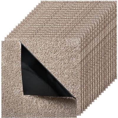 VEVOR Tapijttegels 18x18 Inch, 10 Stuks Peel And Stick Tapijt Vierkant Tapijt, Zelfklevend Commercieel Vloerbedekking Zacht Gevoerd voor Naadloze Bedekking 22,5 Vierkante Voet, Eenvoudig Diy voor Woonkamer Kantoor, Lichtbruin