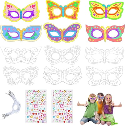 Set van 12 Dierenmaskers voor Kinderen - Schilderen, Feestjes, DIY, Verjaardagen en Creatieve Knutselprojecten