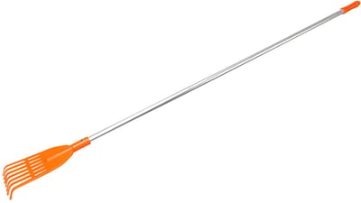KOTARBAU® Bladhark, Tuinhark van Kunststof, 7 Tanden, Oranje- met Aluminium Steel, Gazonhark, Waaierbezem, Lichtgewicht Hark, Stevige Hark,