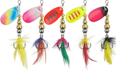 S&D | Spinner Set 5 Stuks – Zware Spinners met Veer – ±7g – Kunstaas voor Snoek, Forel & Baars