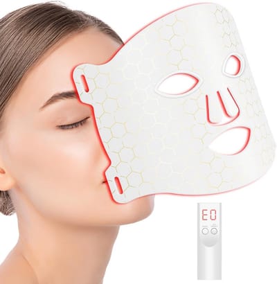 Gezichtsmasker LED - Huidverjonging Masker - Huidverzorging Thuis - 7 Kleuren Modus - 90 LED Kralen - Wit