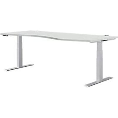 Schäfer Shop  Genius Bureautafel in vrije vorm MODENA FLEX, elektr. in hoogte verstelbaar, aanbouw rechts, B 1800 mm, lichtgrijs