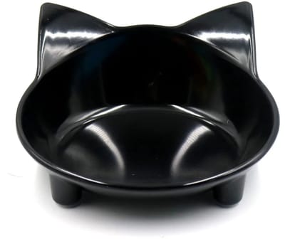 WiseGoods Premium Antislip Katten Voerbak / Waterbak - 210ML Kattenkop Vorm - Huisdier Voerbakken - Accessoires Huisdieren Zwart