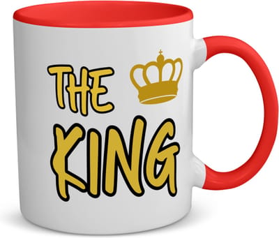 Akyol - the king koffiemok - theemok - rood - Koning - iemand die zich voelt als een koning - verjaardagscadeau - kroontje - kado - gift - geschenk - 350 ML inhoud