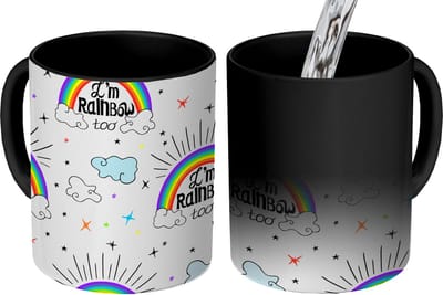 Magische Mok - Foto op Warmte Mokken - Koffiemok - Regenboog - Wolken - Patroon - Magic Mok - Beker - 350 ML - Theemok