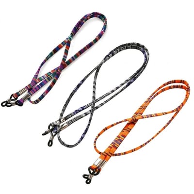 3-delige brillenkoord set – etnisch brillenkoord voor zonnebril en leesbril – paars, blauw-wit en oranje
