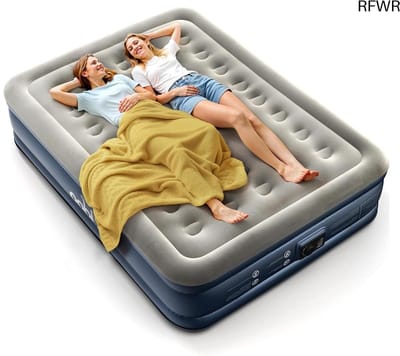 Luchtbed voor 2 personen - Zelfopblazend logeerbed met elektrische luchtpomp - Opblaasbaar matras voor campinguitstapjes - Snel opblazen/leeg laten lopen - 152 x 203 x 38 cm - 295 kg max.
