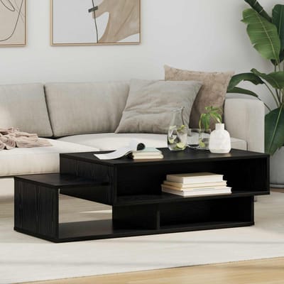 vidaXL - Salontafel - Zwart - Eiken - 105 - x - 50 - x - 32,5 - cm - Bewerkt - hout