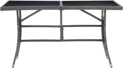 Tuintafel - Buitentafel - Buiten dineren - Weerbestendig polyrotan - 140 x 80 cm - Grijs