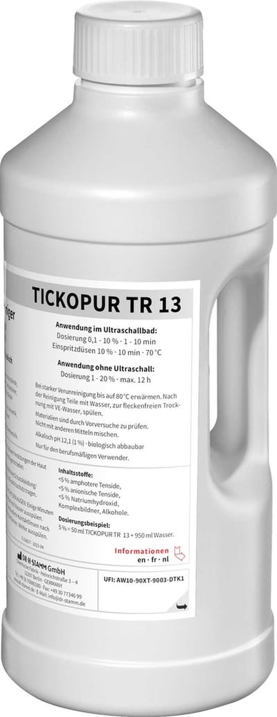 Tickopur TR13 - Professionele Ultrasoon Vloeistof 2L - Voor o.a. Injectoren, Verstuivers & Tandwielen - Geschikt voor Ultrasoon Reinigers