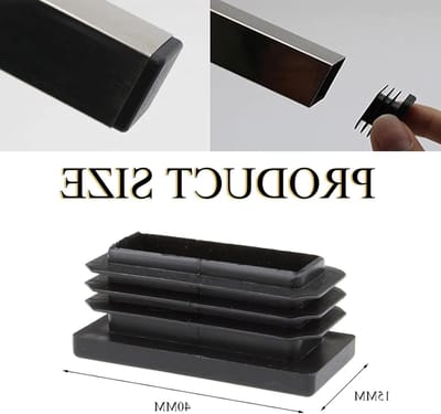 20 Stuks Zwarte Plastic Rectangulaire Tube Stoppen voor Stoelpoot (40mm x 15mm) - Bescherming, Antislip, Duurzaam