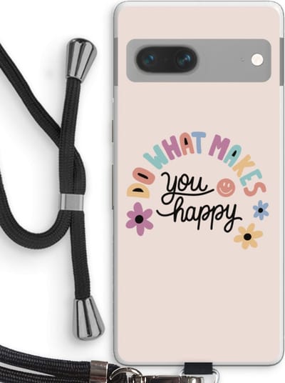 Case Company® - Hoesje met koord geschikt voor Google Pixel 7 hoesje met Koord - Happy days - Telefoonhoesje met Zwart Koord - Bescherming aan alle Kanten en Over de Schermrand